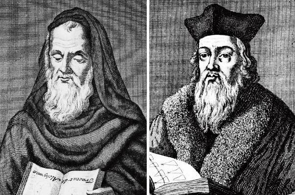 Je autorem Voynichova rukopisu filozof Roger Bacon (vlevo) či alchymista Edward Kelley?