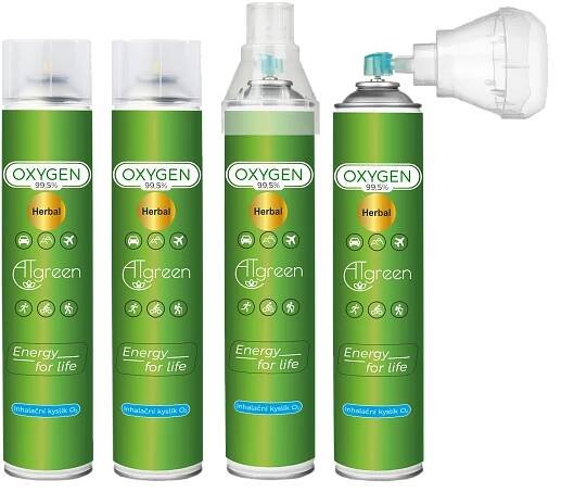 Startovací balíček inhalační kyslík O2 4 ks + pulzní oxymetr