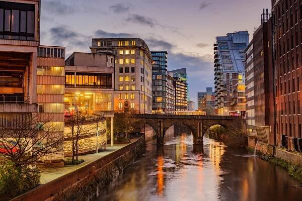 Centrum Manchesteru, Velká Británie - Bez autorských poplatků Manchester - Anglie Stock fotka