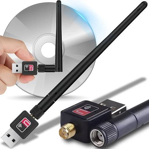 WiFi adaptér USB WLAN Síťová karta Wi-Fi 2,4 GHz USB 2.0 150 Mpbs Bezdrátový klíč 2