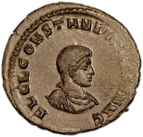 Roman coin - Constantin II - Follis ou Nummus - Trèves - Trésor de Chitry obverse