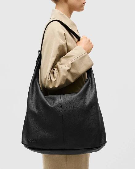 Kožená voľná kabelka ECCO® Hobo - Čierna - Lifestyle image-1