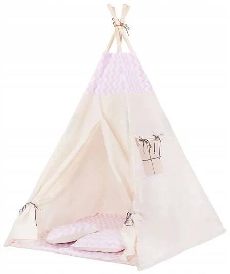 Teepee stan pro děti SPRINGOS Růžový Zigzag