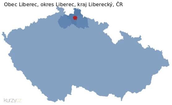 Mapa obce Liberec, okresu Liberec a kraje v ČR