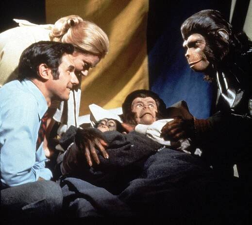 Útěk z Planety opic - Z filmu - Bradford Dillman, Natalie Trundy, Kim Hunter, Roddy McDowall