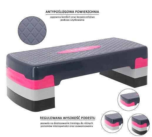 Step na aerobik HMS AS002 růžovo-šedý