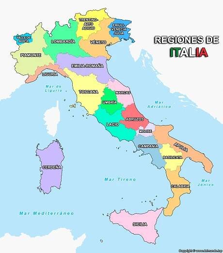 Mapa de Italia: Ciudades y Regiones (Político y Físico)