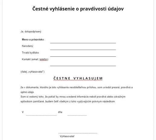 Čestné prehlásenie – vzor a dôležité pravidlá - Medium.sk