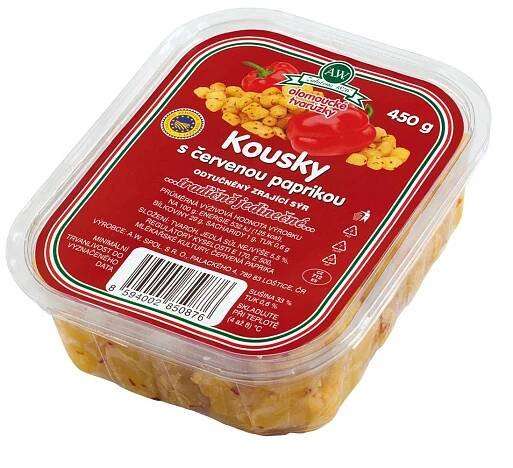 Olomoucké tvarůžky Kousky s červenou paprikou 450 g - Tvarůžky