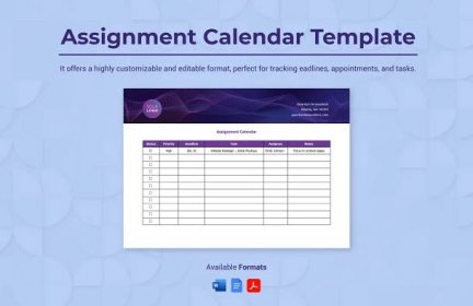 Assignment Calendar Template