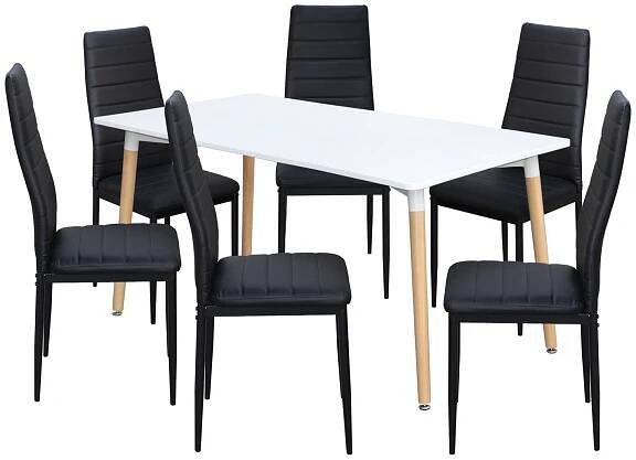 Jídelní stůl ONE 160x90 bílý + 6 židlí SIGMA černých - IDEA Nábytek