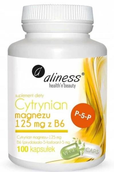 ALINESS Citrát hořečnatý 125 mg s vitamínem B6 (P-5-P) - 100 kapslí vegetátu