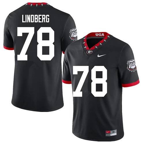  Mens #78 Chad Lindberg Georgia Bulldogs Stitched Nike Black Alternate Mascot 100th Anniversary College Football Game Jersey S-3XL 