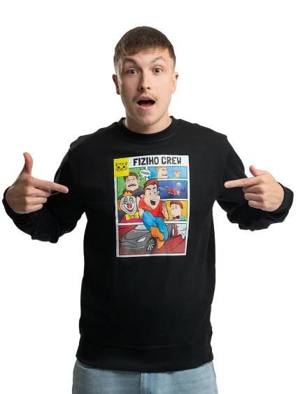 Mikina FIZIcrew KOMIKS - černá bez kapuce