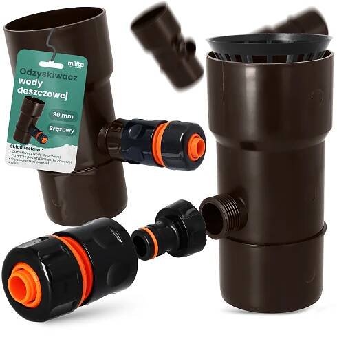 LAPAČ DEŠŤOVÉ VODY 90 MM SBĚRAČ DEŠŤOVÉ VODY REKUPERÁTOR OKAPŮ BRONZOVÝ X5