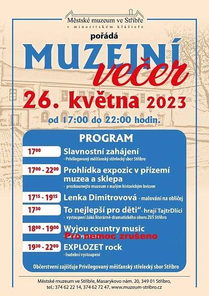 26.5.2023 Muzejní večer - Oficiální stránky Městského muzea ve Stříbře