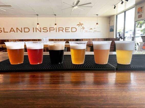 flight of beer at Lanikai Brewing Company