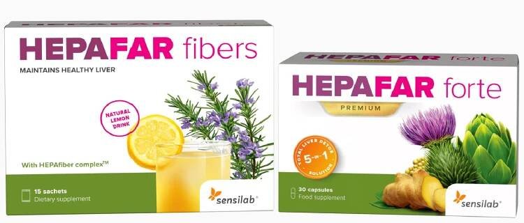 Hepafar | 15denní DETOX JATER | Očista jater a regenerace | 10x silnější účinek | Hepafar Forte 30 kapslí,  Hepafar Fibers 15 sáčků | Sensilab