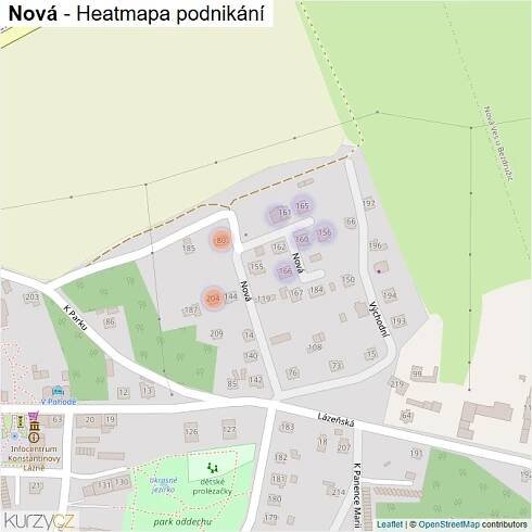 Mapa Nová - Firmy v ulici.