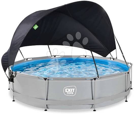 Bazén se stříškou a filtrací Soft Grey pool Exit Toys kruhový ocelová konstrukce 360*76 cm šedý od 6 let