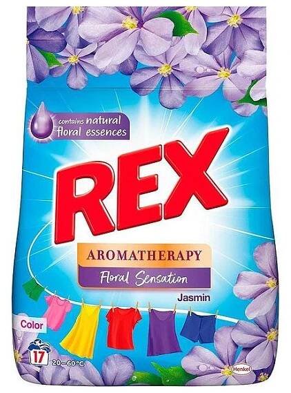 Rex Aromatherapy Essentials Jasmin & Jojoba Oil prací prášek 17 dávek, 1,02 kg - VELDRO