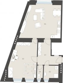 Bytová jednotka č. 21 o dispozici 2+kk a podlahové ploše 72,1 m2