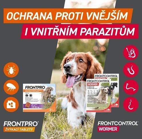 Frontpro + Frontcontrol. Ochrana proti vnějším i vnitřním parazitům.