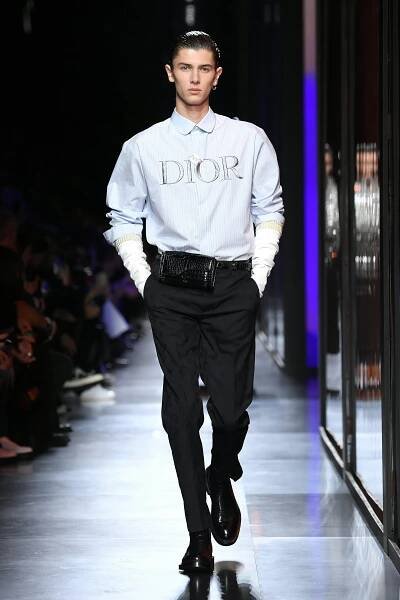 Prince Nikolai of Denmark walking the runway during the Dior Homme Menswear Fall/Winter 2020-2021 at Paris Fashion Week.