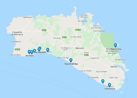 Best beaches in Menorca | Map