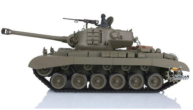 Henglong 1/16 Plastic RC Tank Model 7.0 USA M26 Pershing 3838 w/ 360 Degrees Rotating Turret Steel Gearbox Barrel Recoil FPV w/ Holder