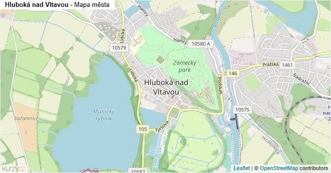 Hluboká nad Vltavou - mapa města