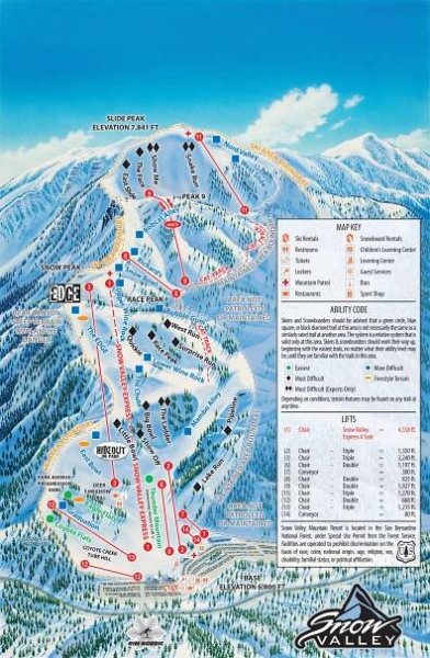 Trail Maps for Snow Valley, Snow Summit, & Bear Mountain