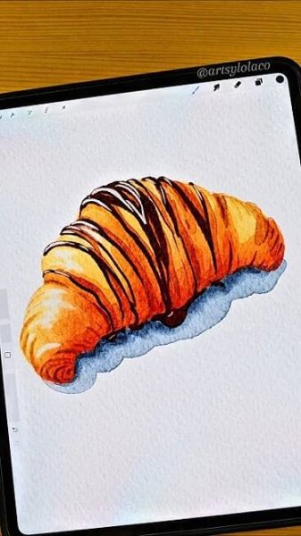 Chocolate Croissant #procreate #art #shorts #watercolor