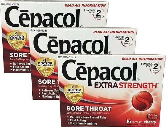 Cepacol Extra Strength Sore Throat, 16 Lozenge, 3-pack, Cherry