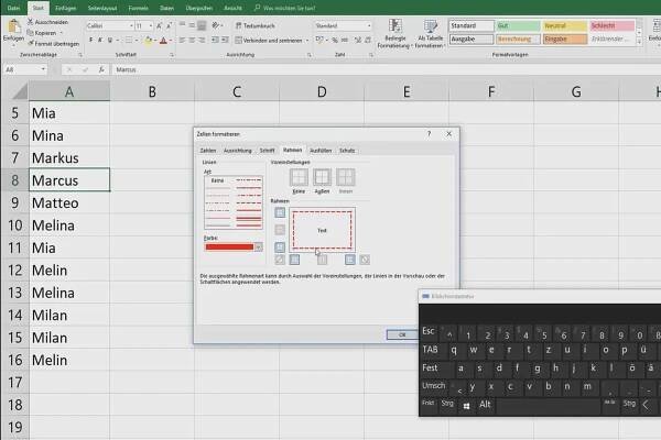 Vytvoření čar v buňkách - Excel tutoriál
