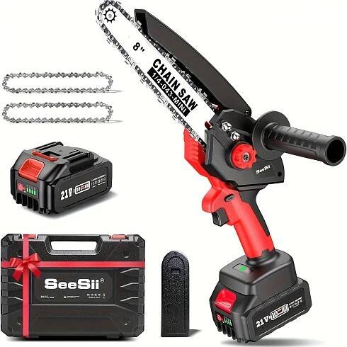 cordless chain saw 8 inch brushless electric chain saw with     with 2000mah battery and extra saw chain for garden pruning and wood   yard accessories Product details 0