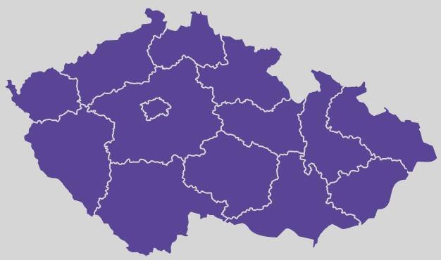 Mapa České republiky - vyberte kraj