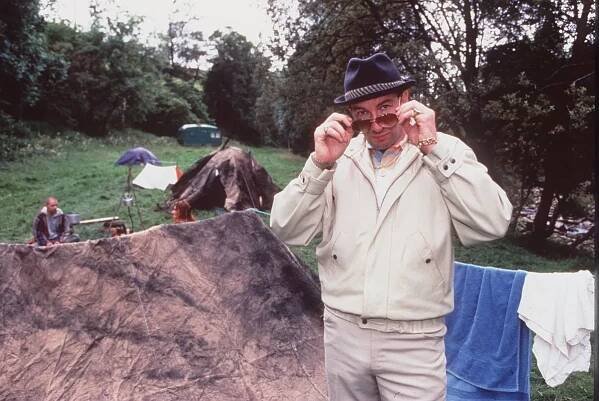 Simon as Dave Angel, the Essex geezer eco-warrior from The Fast Show