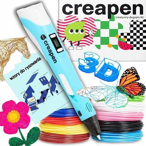 Sada Propiska 3D Pen Magický + 109 m náplní + 75 šablon Modrý
