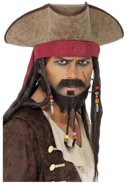 Pirátský klobouk Jack Sparrow (s dredy)