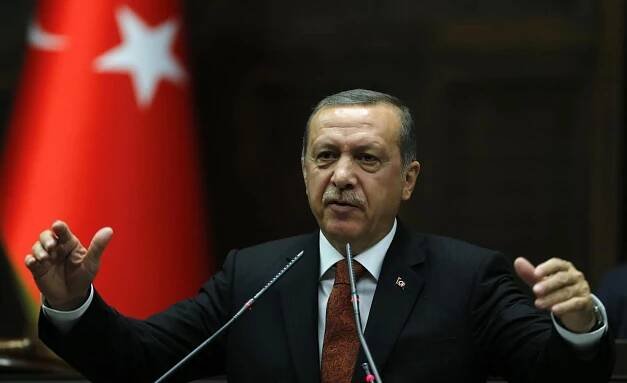 Turkey's Prime Minister Tayyip Erdogan addresses members of parliament from his ruling AK Party during a meeting at the Turkish parliament in Ankara