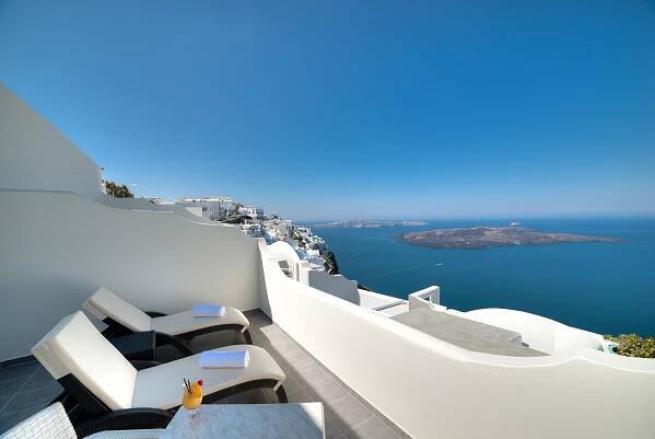 Superior suite with volcano and caldera view Santorini Remvi Hotel at Firostefani