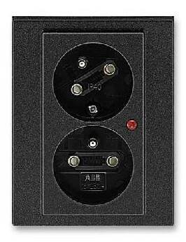 ABB LEVIT Dvojzásuvka 5593H-C02357 63 s ochranou před přepětím , IP40, onyx/kouřová černá 5593H-C02357 63