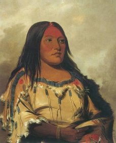 American artist George Catlin traveled west to paint Native Americans. In 1832 he painted Eeh-nís-kim, Crystal Stone, wife of a Blackfoot leader. Via Smithsonian American Art Museum. 