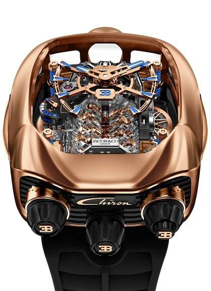 Jacob & Co Bugatti Chiron Tourbillon Rose Gold 16 Cylinder Piston Engine