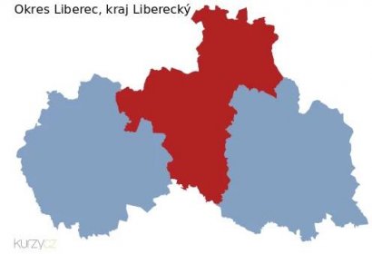 Mapa okresu Liberec a kraje Liberecký