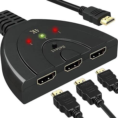 SWITCH PŘEPÍNAČ 3X HDMI 3v1 FULL HD 4K 0,55 m ROZDĚLOVAČ PŘEPÍNAČ