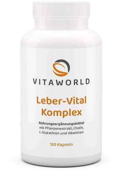 Vita World Leber-Vital Komplex | 120 Kapseln | mit Cholin, Mariendistel Extrakt und Silymarin | vegan | gluten- und laktosefrei