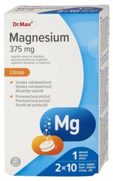 Dr. Max Magnesium 375 mg 1×20 ks, šumivé tablety