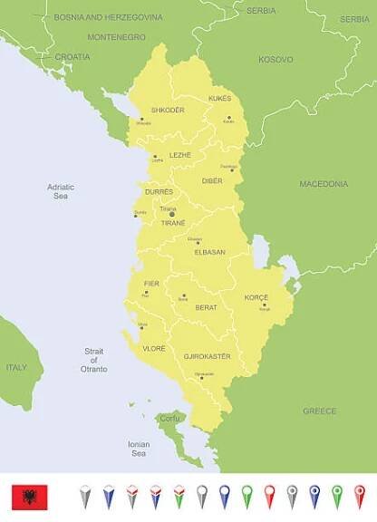 mapa albánie - skadar stock ilustrace